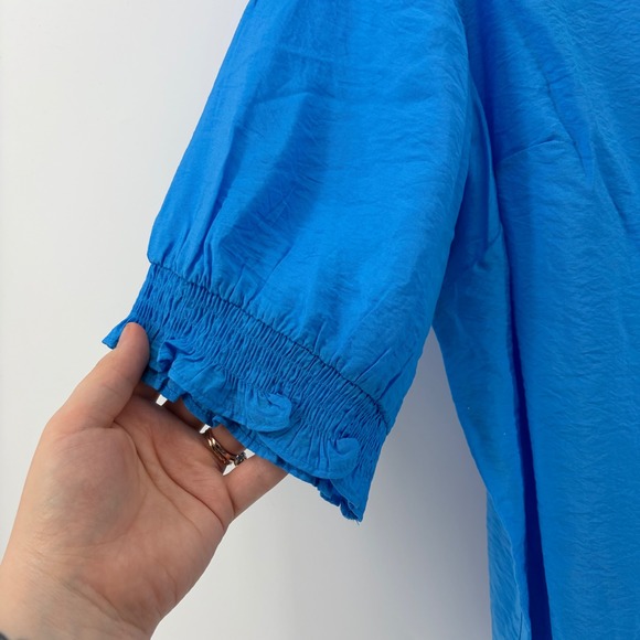 Croft & Barrow Blue Textured Button Up Shirt Plus Size 1X 3/4 Sleeve - Picture 2 of 8